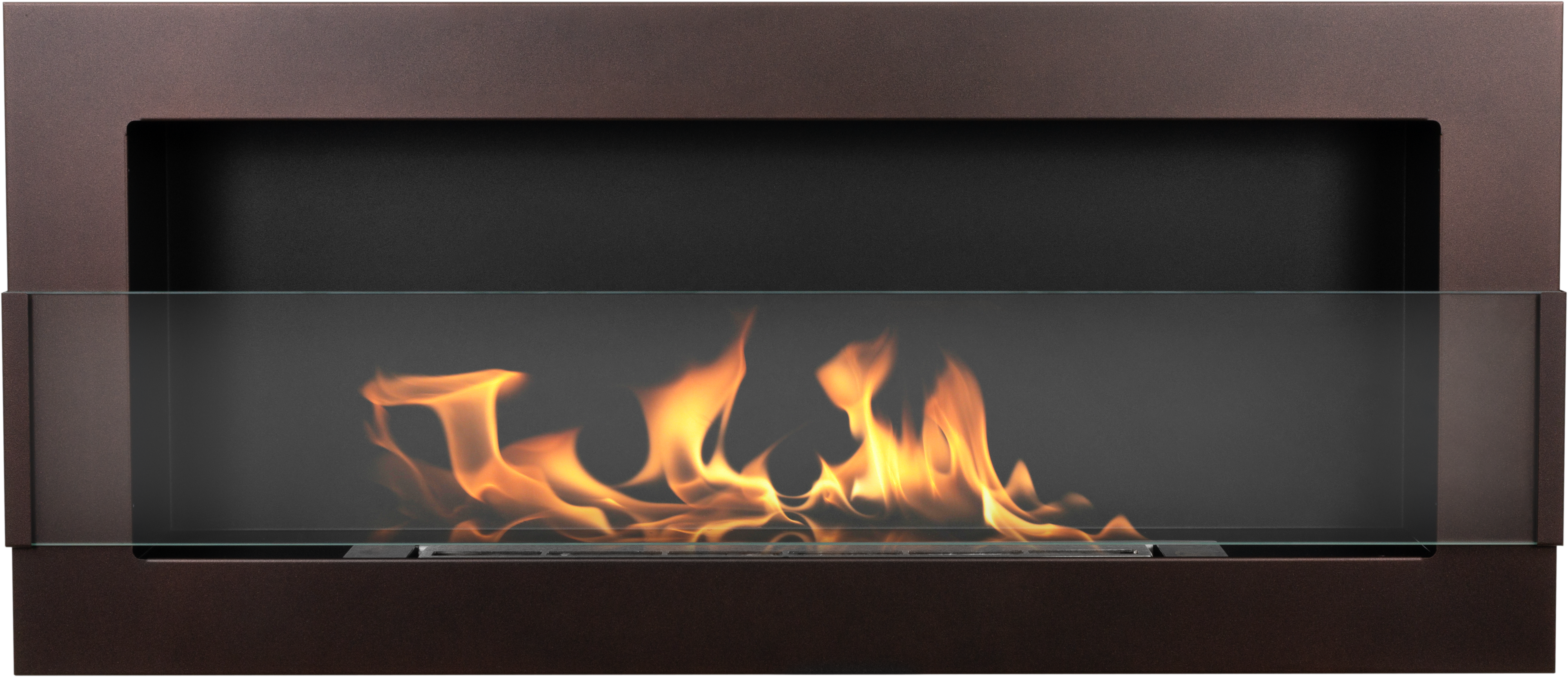 Biofireplace Wall-mounted with glass 900x400 brown
