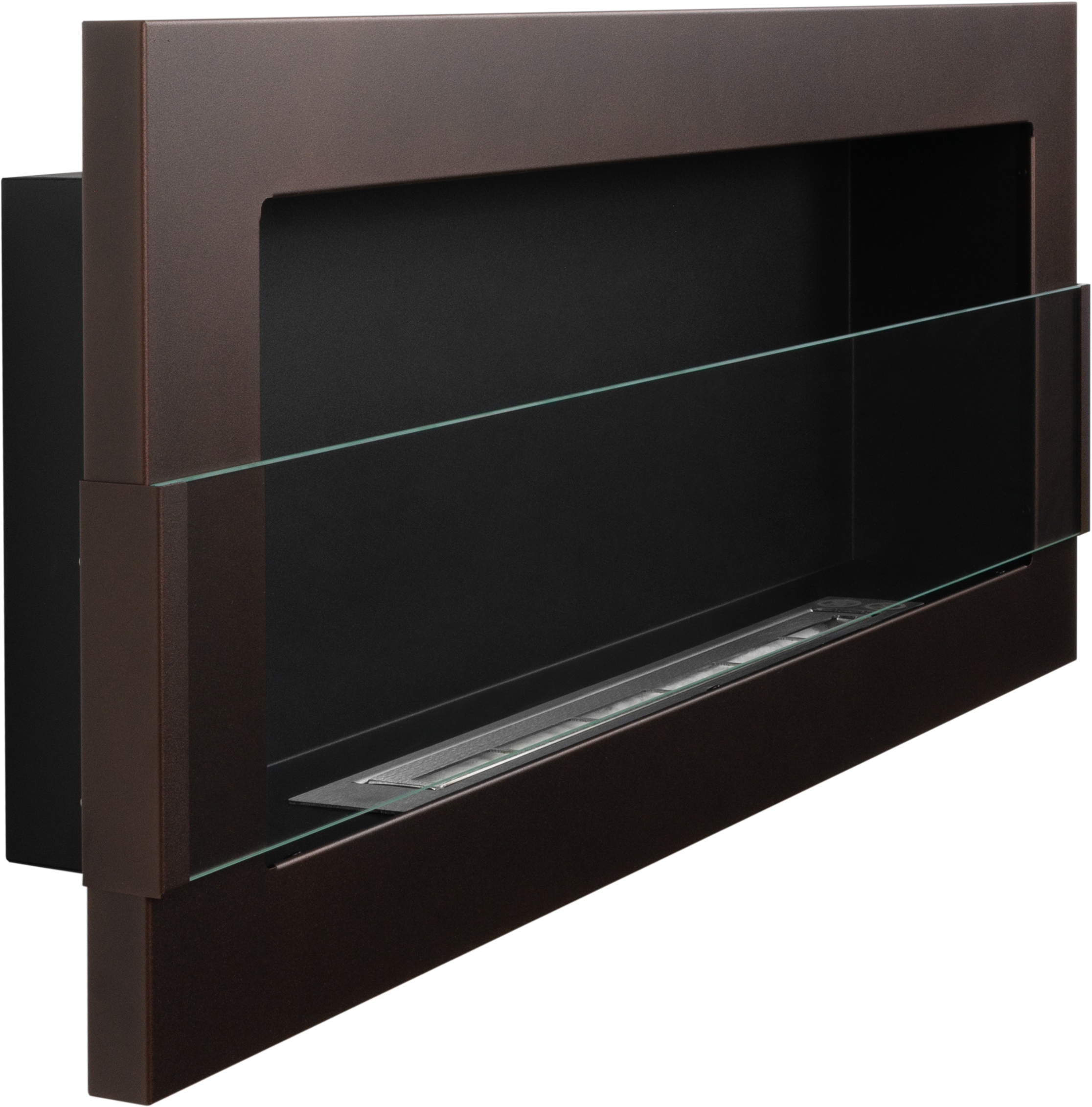 Biofireplace Wall-mounted with glass 900x400 brown