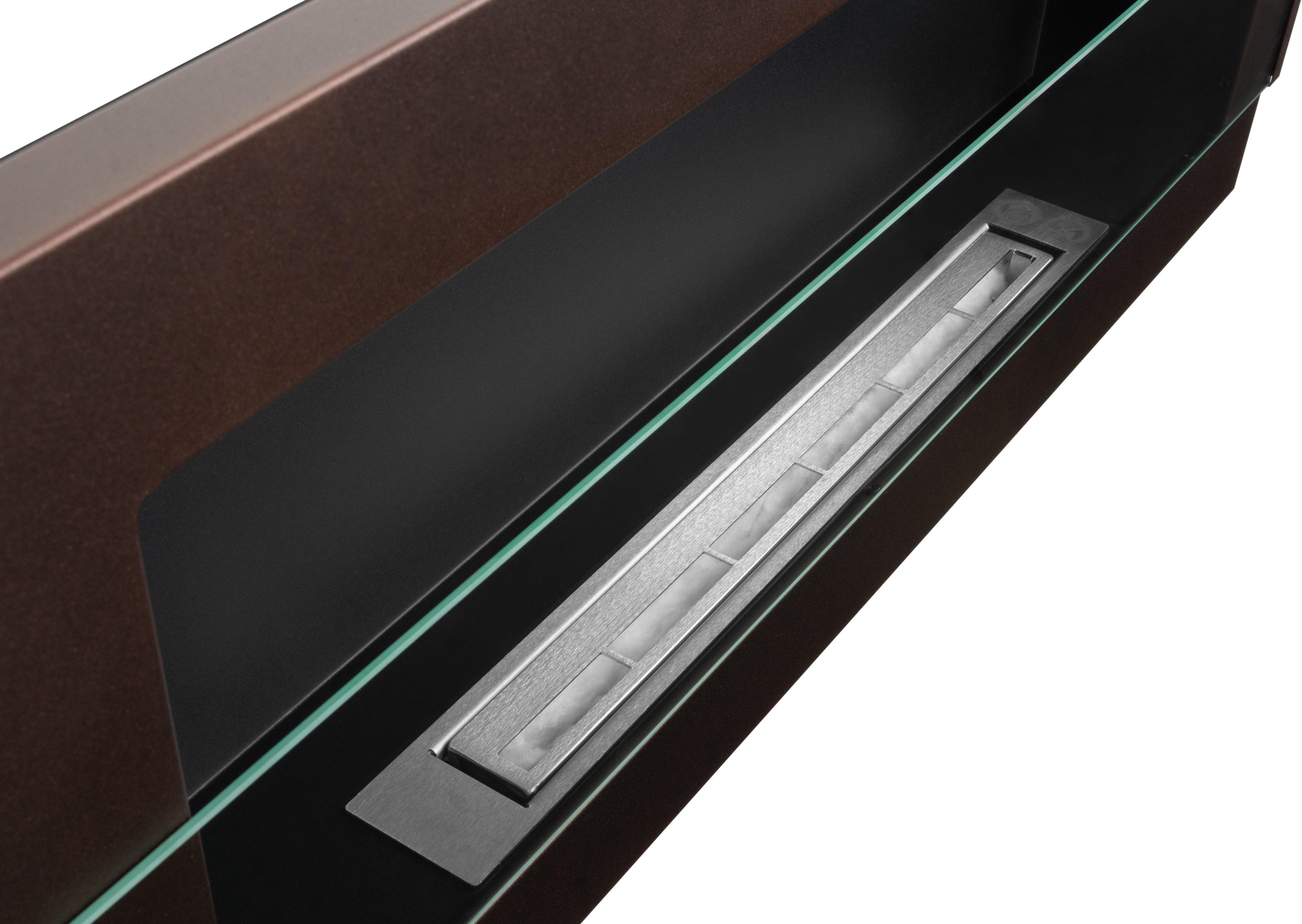 Biofireplace Wall-mounted with glass 900x400 brown