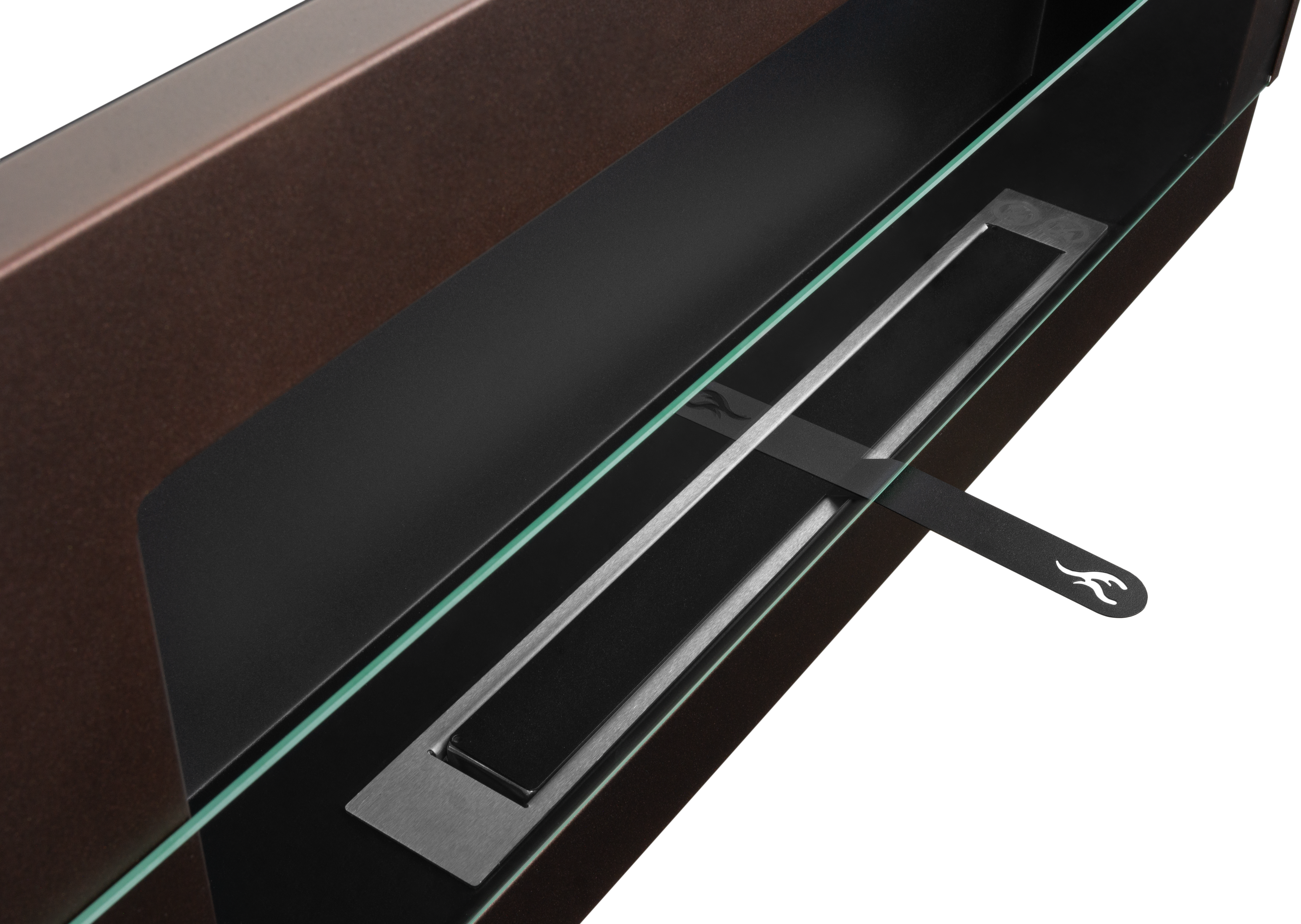 Biofireplace Wall-mounted with glass 900x400 brown