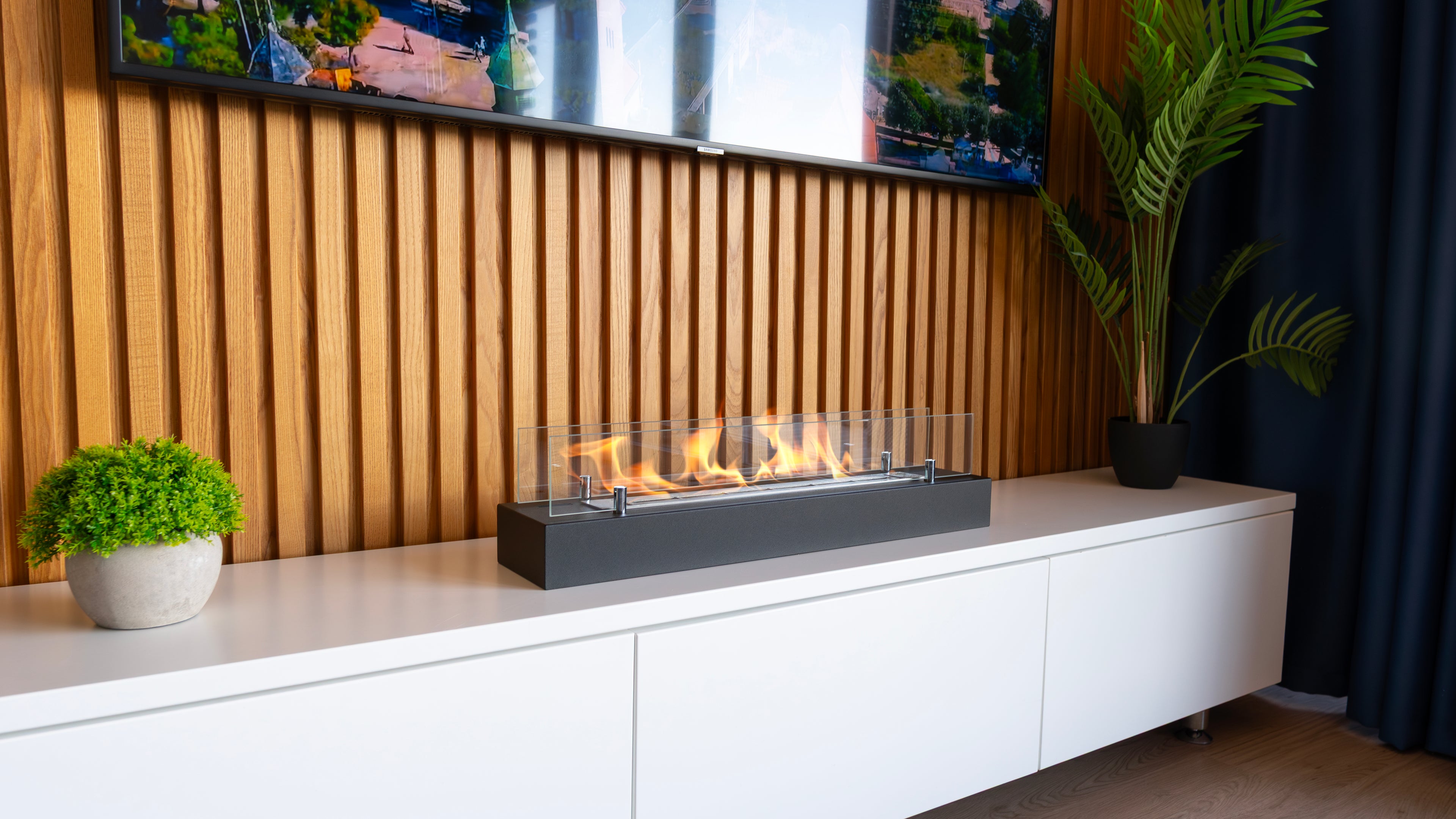 Biofireplace freestanding with glass 700 black matte