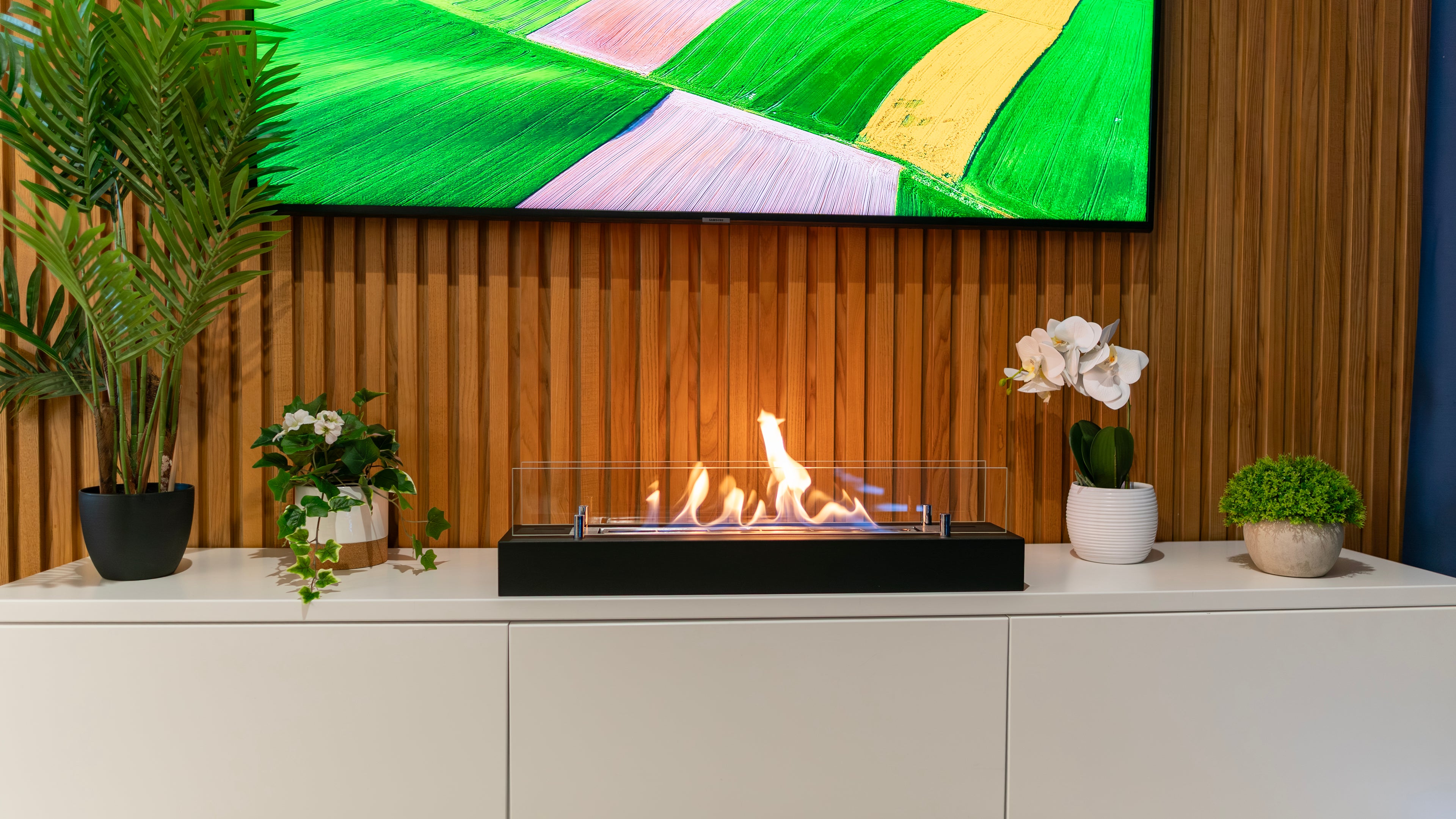 Biofireplace freestanding with glass 700 black matte