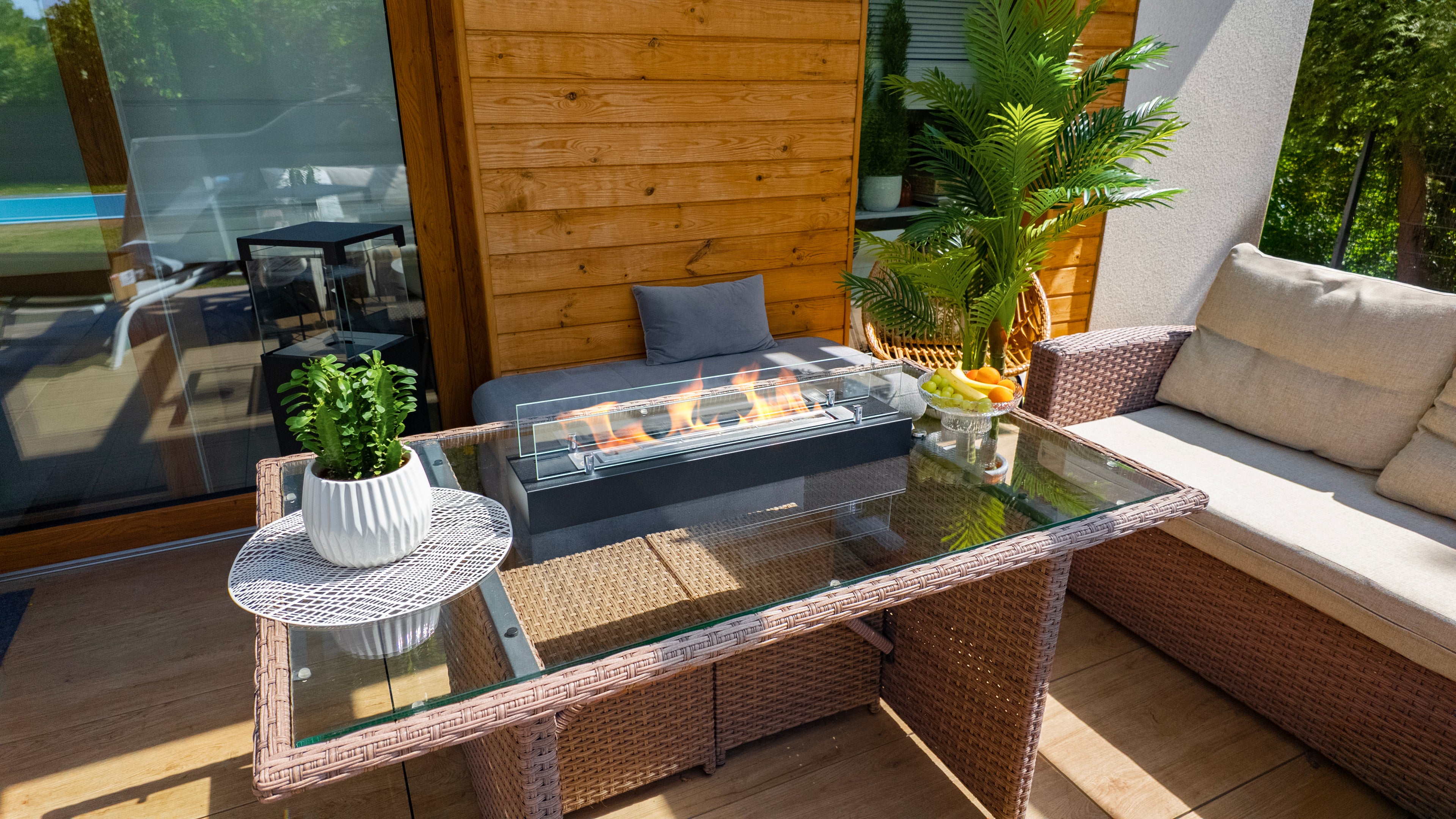 Biofireplace freestanding with glass 700 black matte