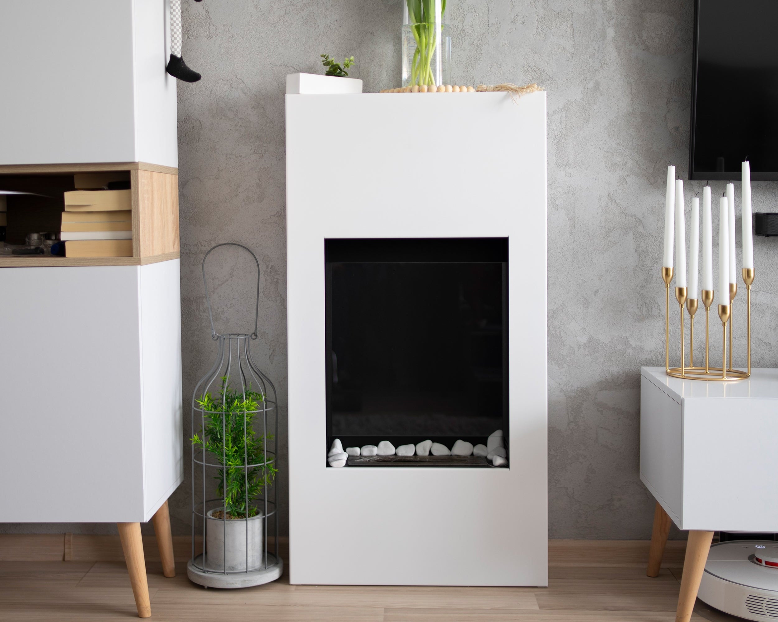 Biofireplace portal Modern white structural matte