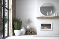 Biofireplace Wall-mounted with glass 650x400 white gloss
