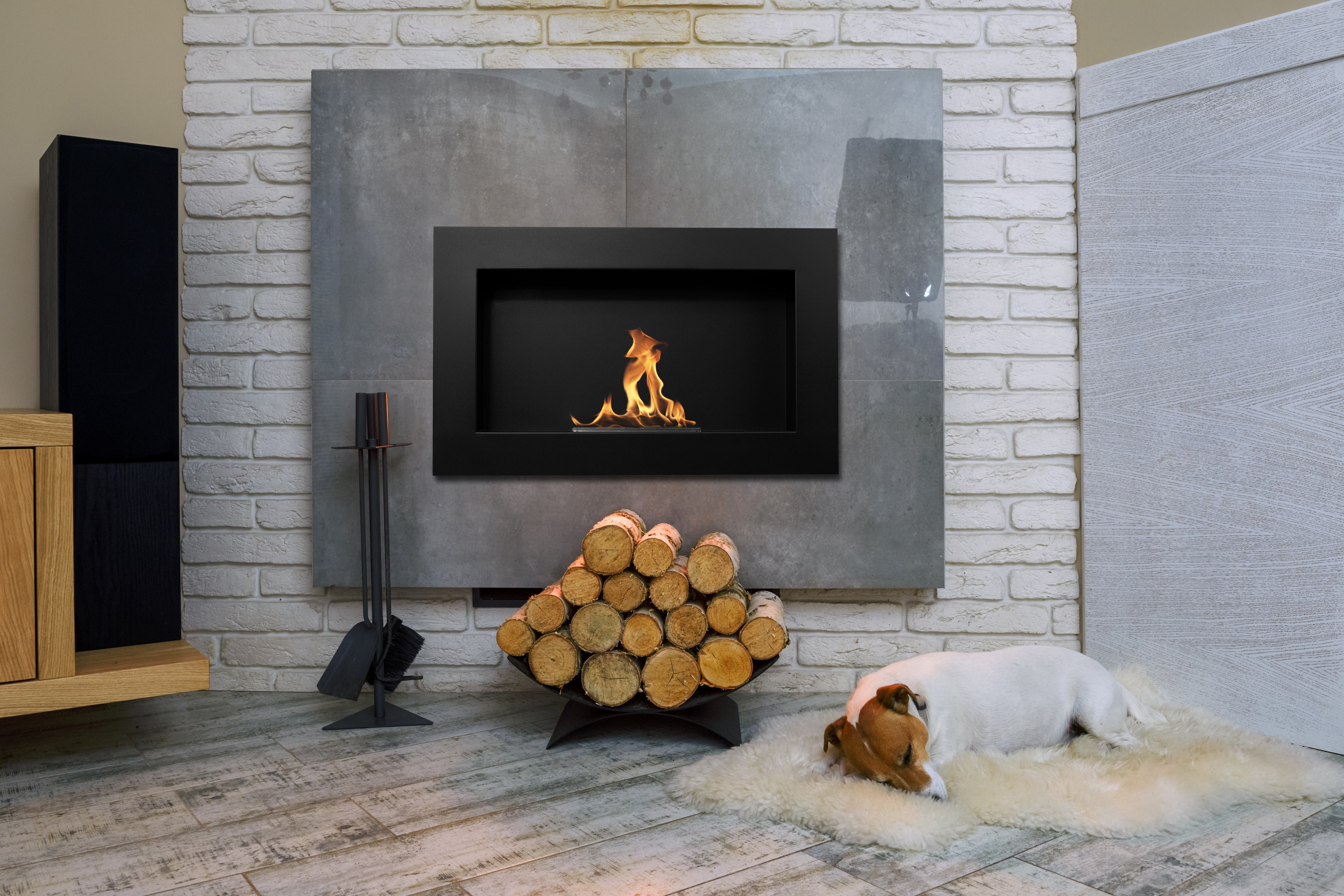 Biofireplace Wall-mounted 650x400 black structural matte