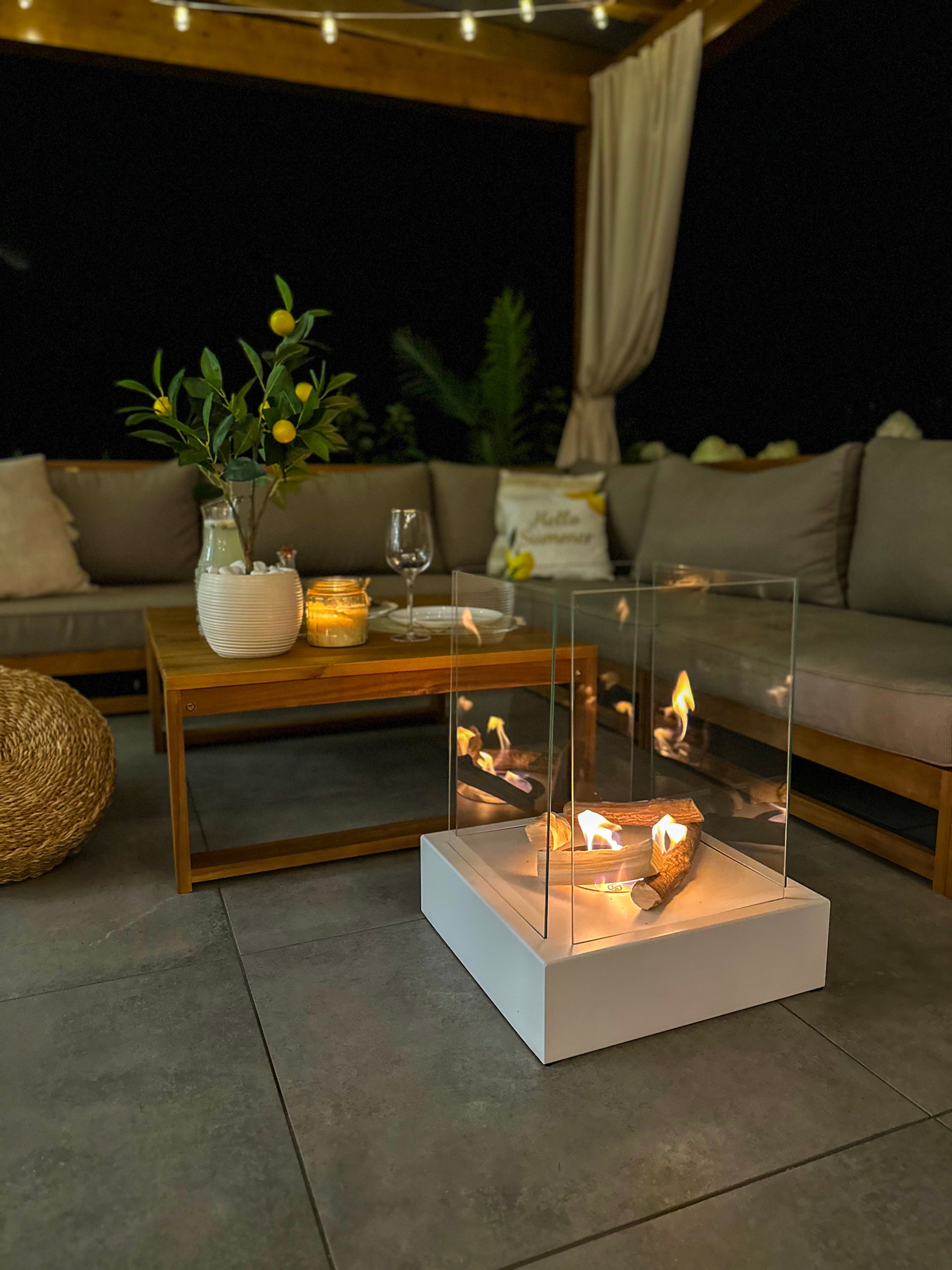 Biofireplace freestanding Sunset Garden white