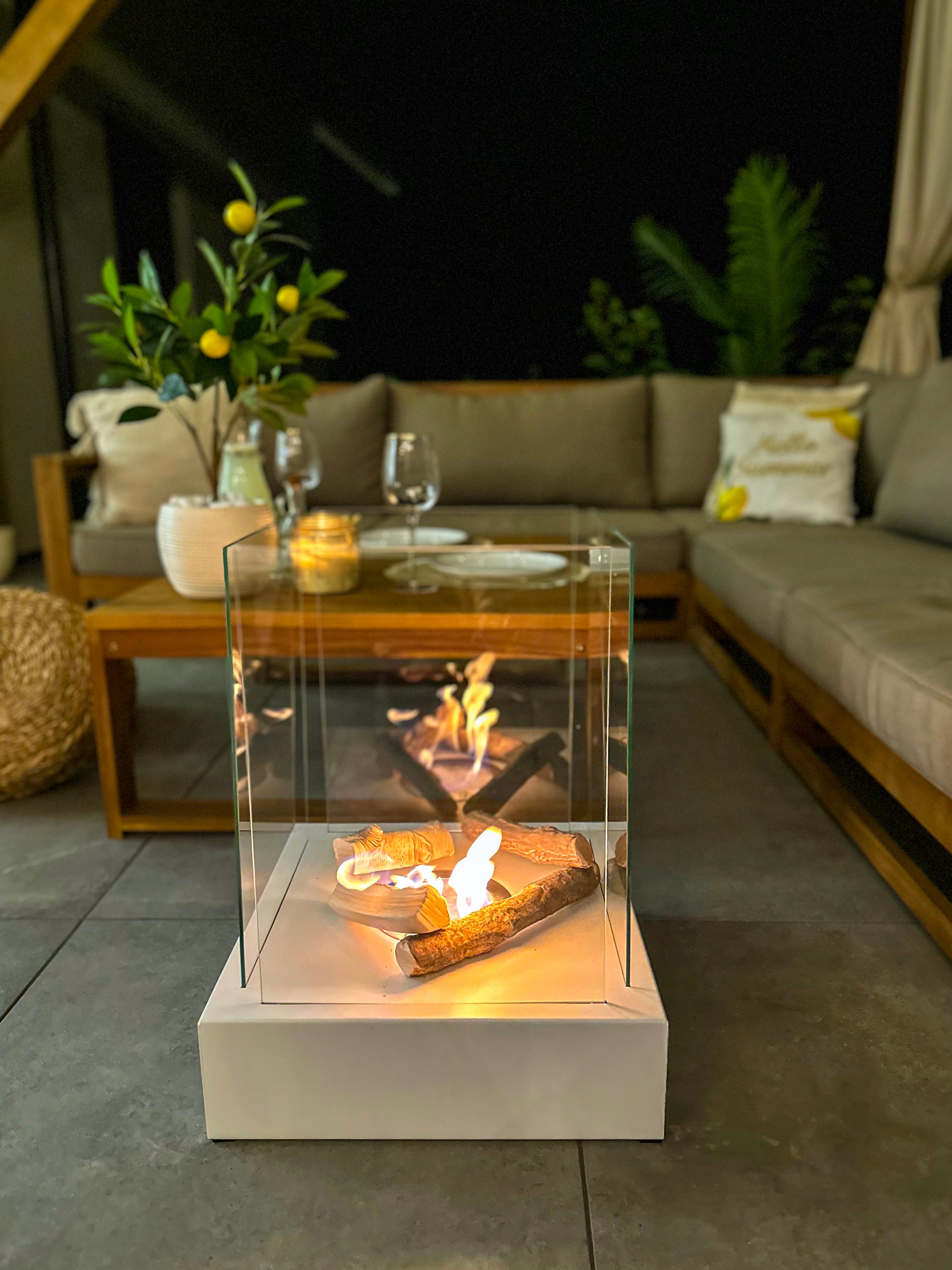 Biofireplace freestanding Sunset Garden white