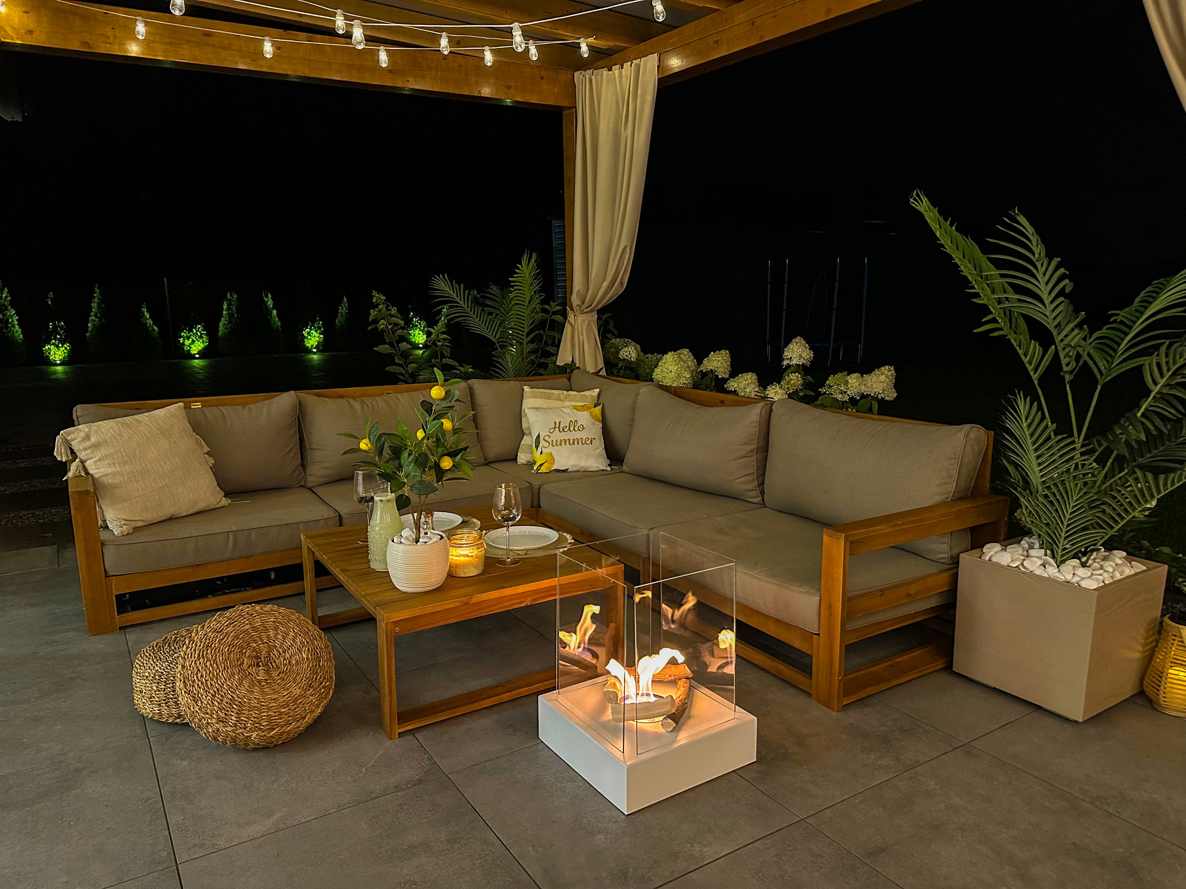 Biofireplace freestanding Sunset Garden white