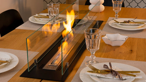 Biofireplace built-in inser 100cm black matte with glass