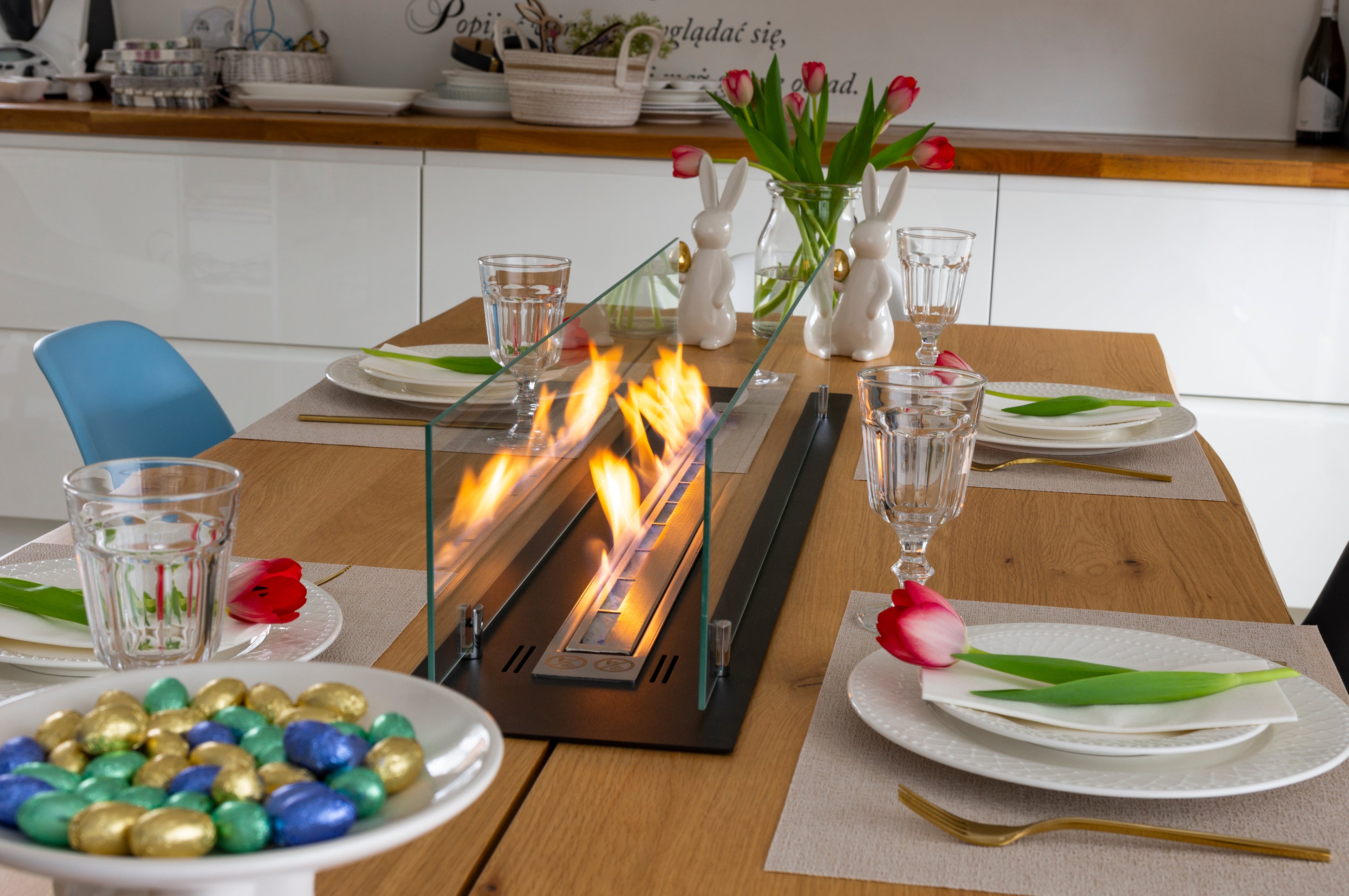 Biofireplace built-in inser 100cm black matte with glass
