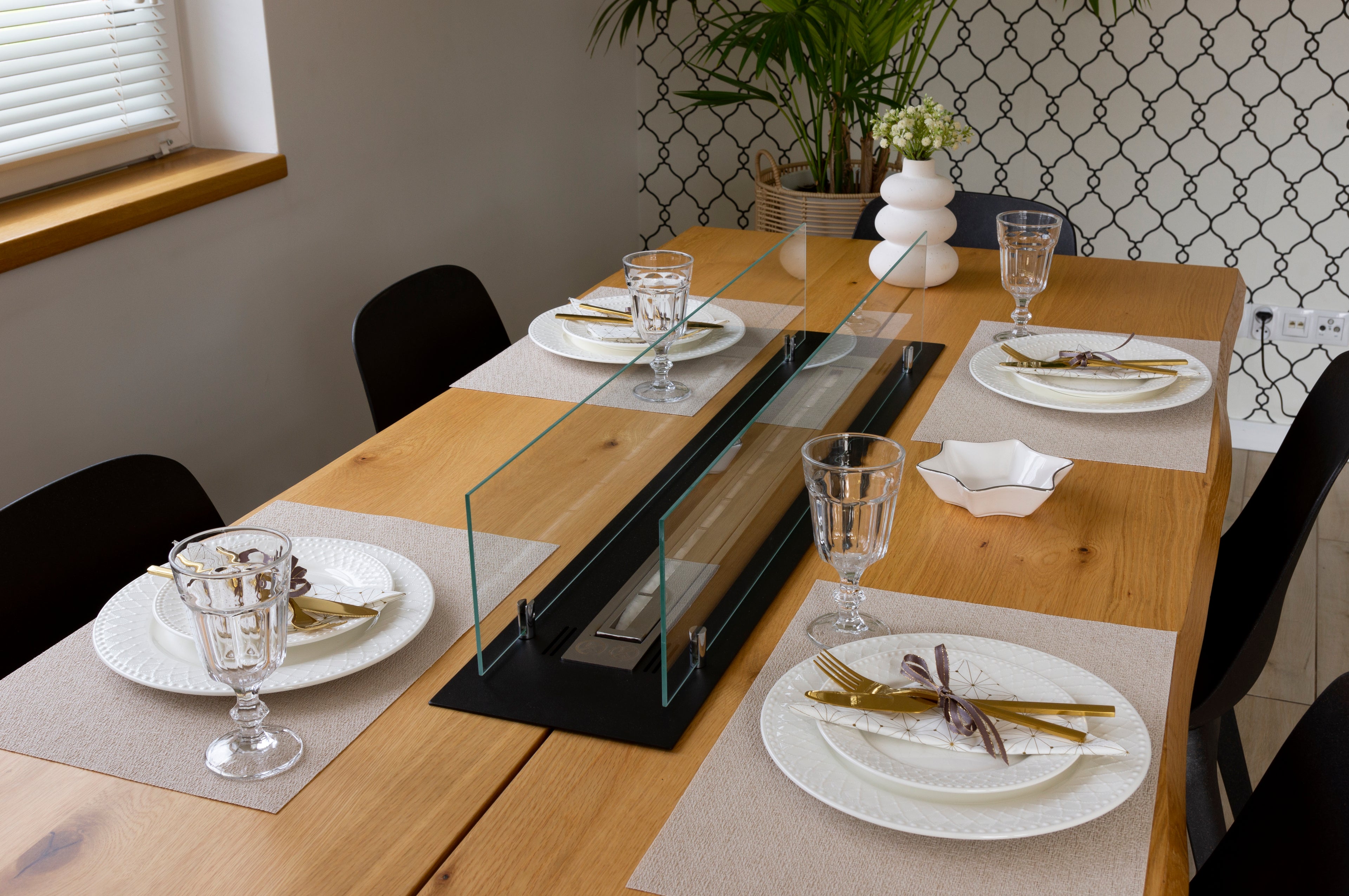 Biofireplace built-in inser 100cm black matte with glass
