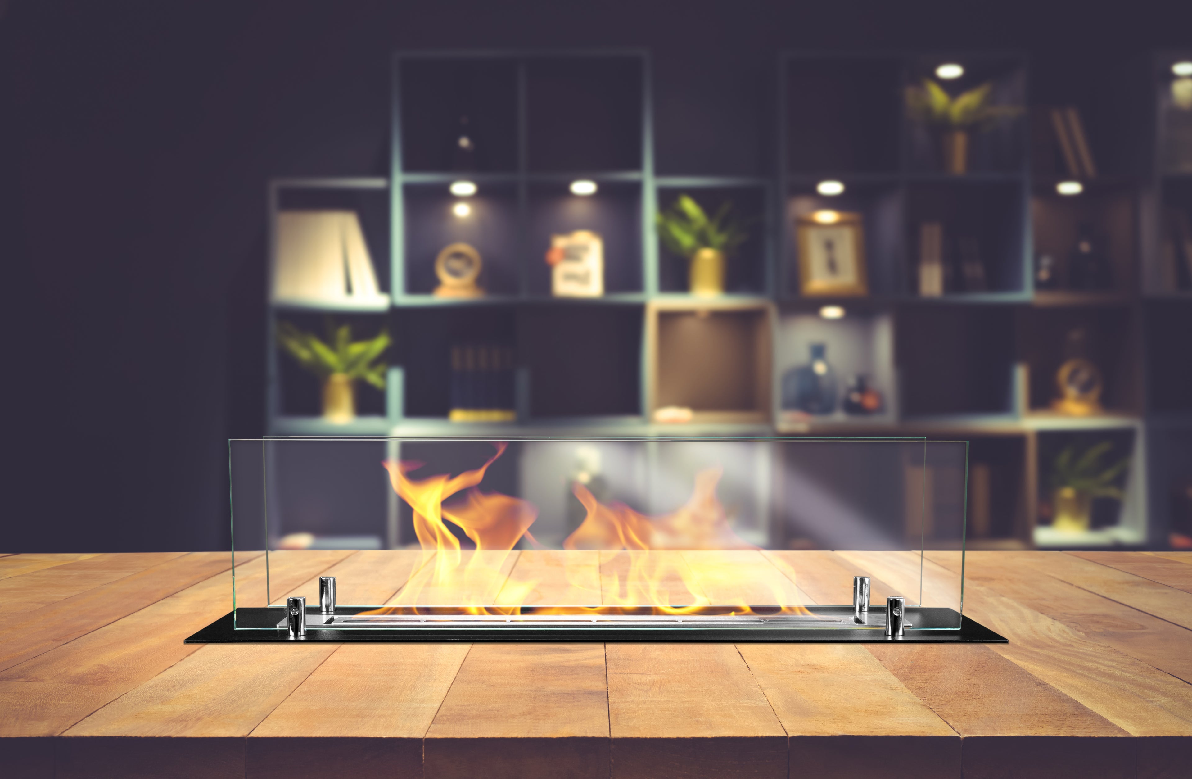 Biofireplace built-in insert 65 cm black matte with glass