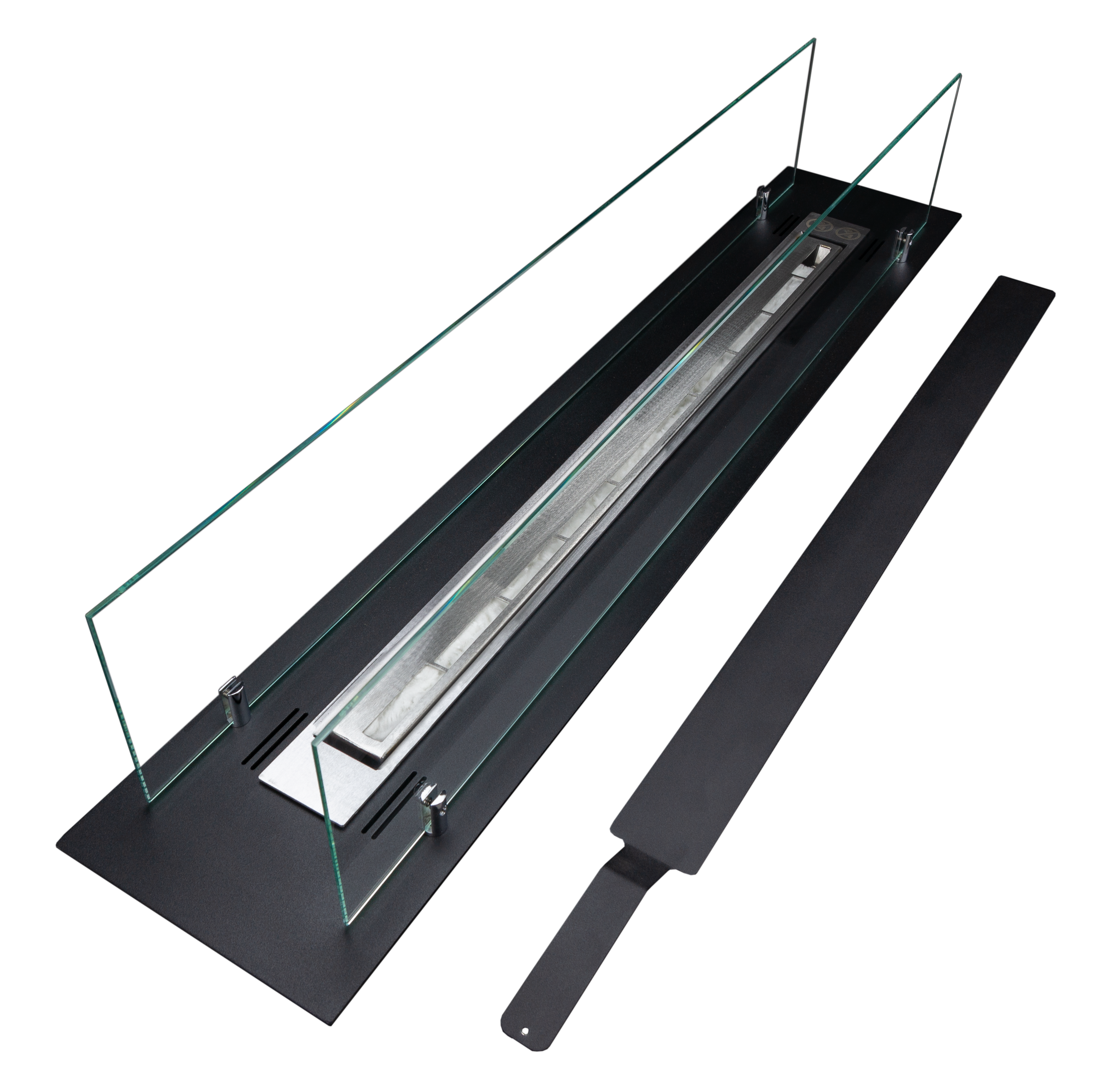 Biofireplace built-in inser 100cm black matte with glass