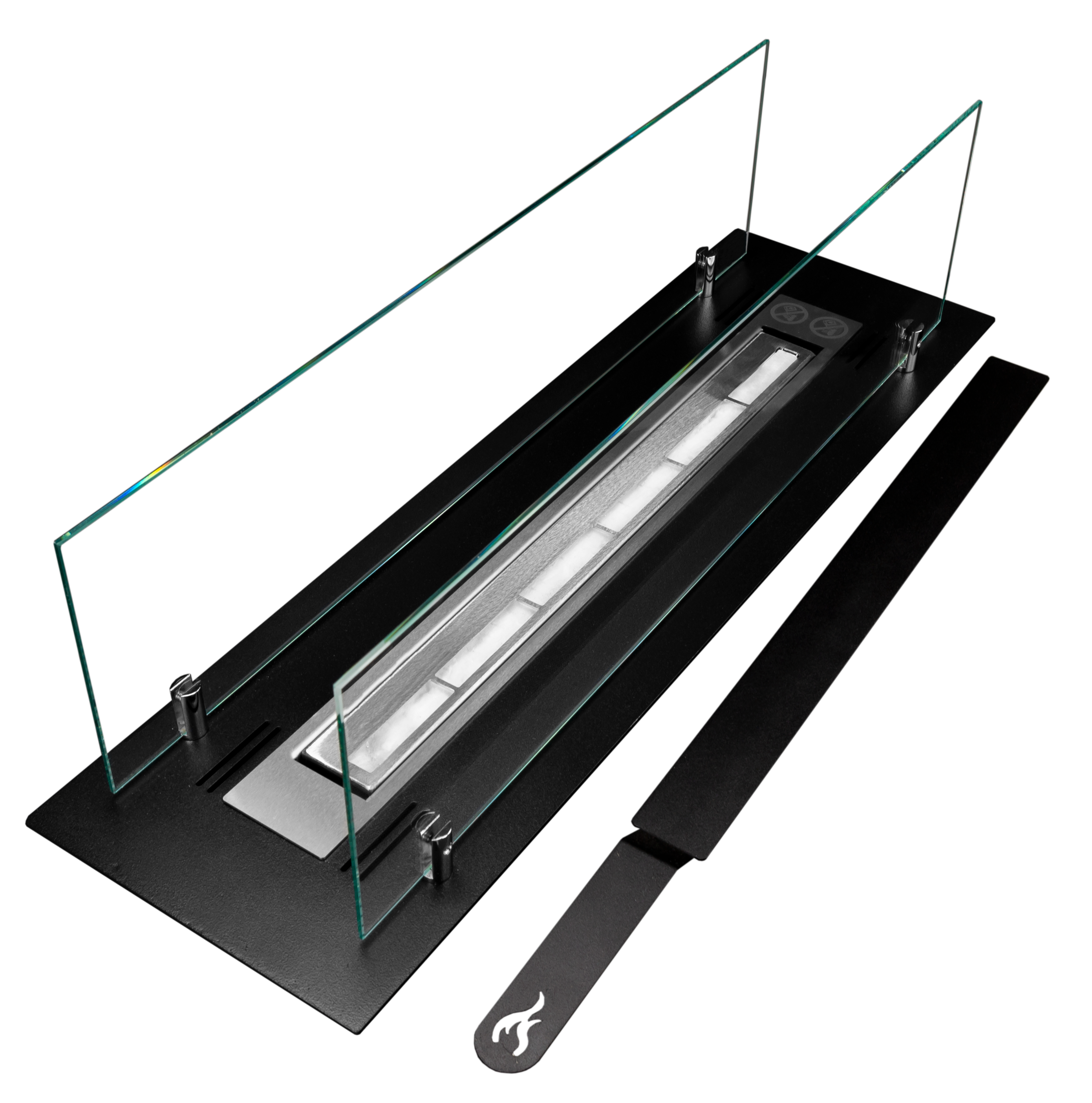 Biofireplace built-in insert 65 cm black matte with glass